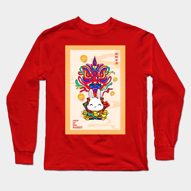 Year Of The Rabbit 2023 Happy Chinese New Year Women Men Kid Long Sleeve T-Shirt by Gendon Design